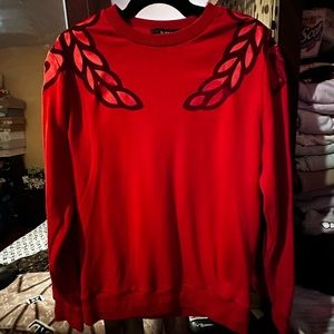 MCM Logo Pullover Sweatshirt Red Velvet Unisex Size Small